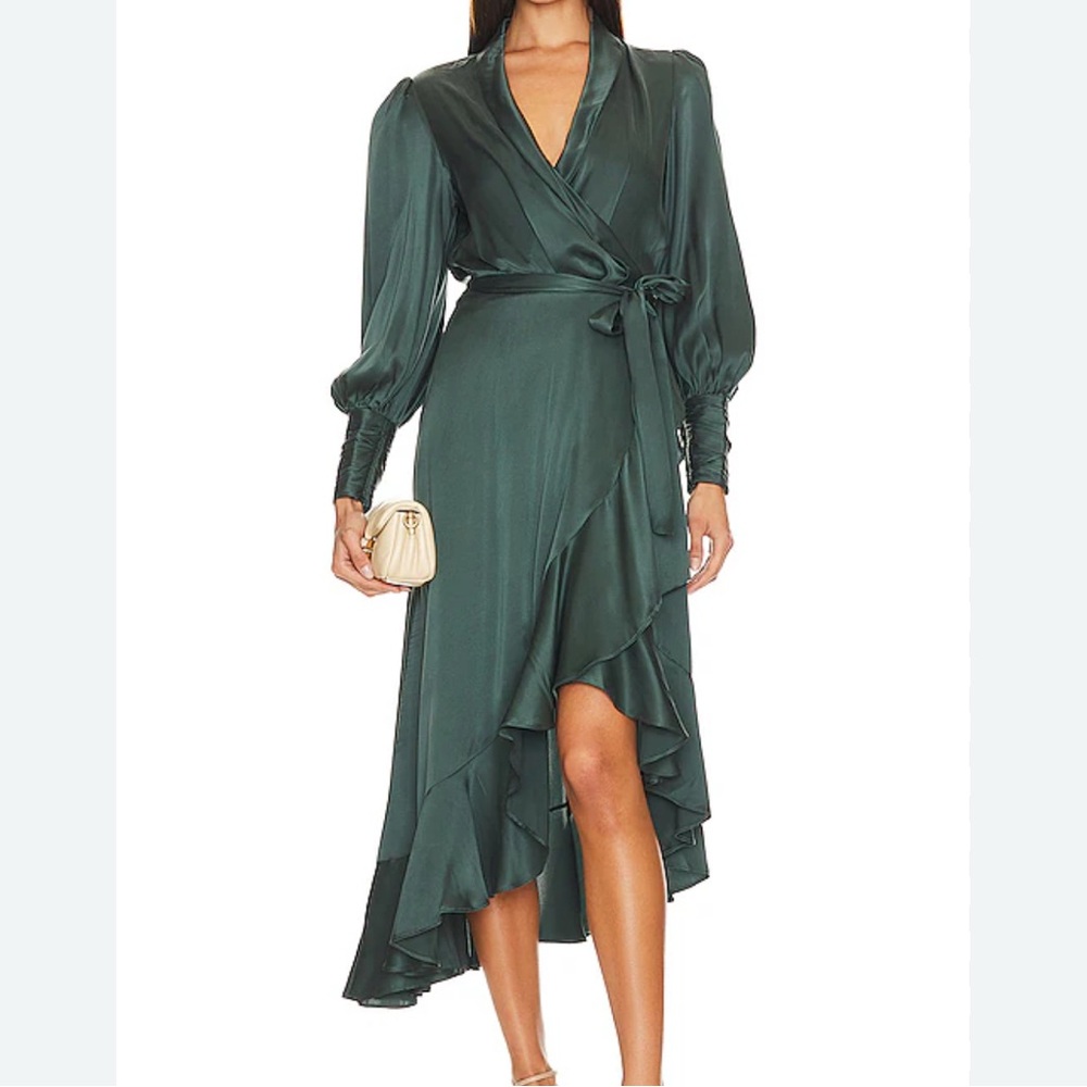 Zimmerman silk midi dress in green